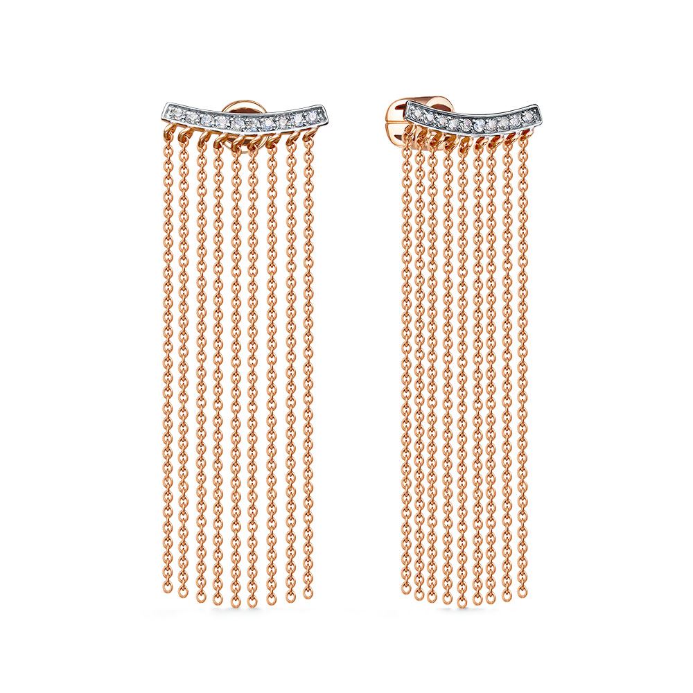 Серьги из красного золота с фианитами Ювелирное изделие - Серьги из красного золота с фианитами в магазине Best-Gold 147622