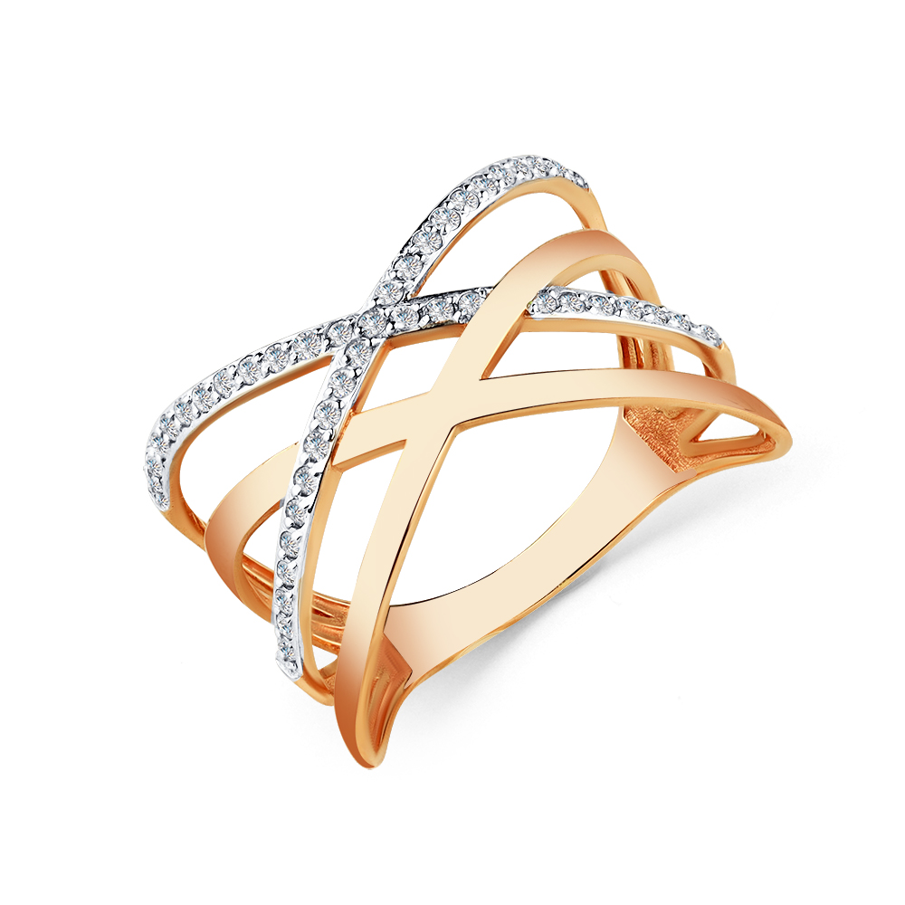 Кольцо из красного золота с фианитами Ювелирное изделие - Кольцо из красного золота с фианитами в магазине Best-Gold 125717