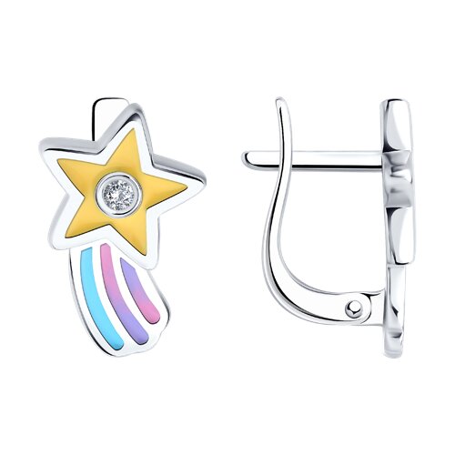 Ювелирное изделие - Серьги из серебра с фианитами и эмалью в магазине Best-Gold 152803