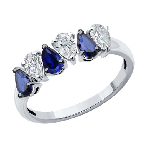 Ювелирное изделие - Кольцо из белого золота с сапфирами и бриллиантами в магазине Best-Gold 144705