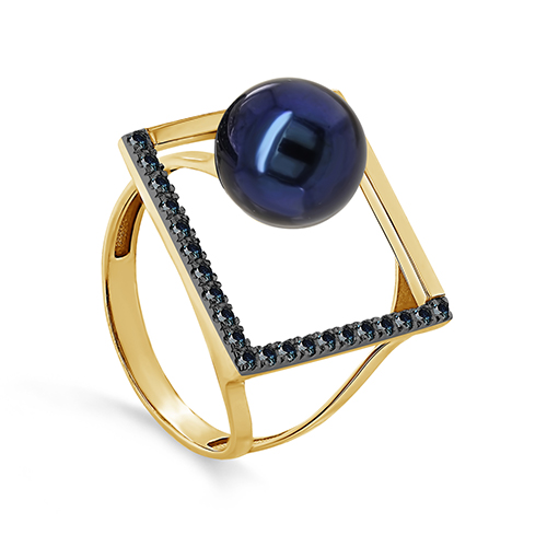 Кольцо из жёлтого золота с жемчугом и бриллиантами Ювелирное изделие - Кольцо из жёлтого золота с жемчугом и бриллиантами в магазине Best-Gold 122770