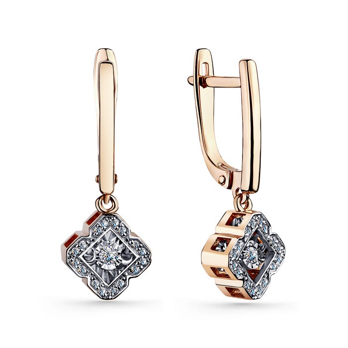 Серьги из красного золота с бриллиантами Ювелирное изделие - Серьги из красного золота с бриллиантами в магазине Best-Gold 129257