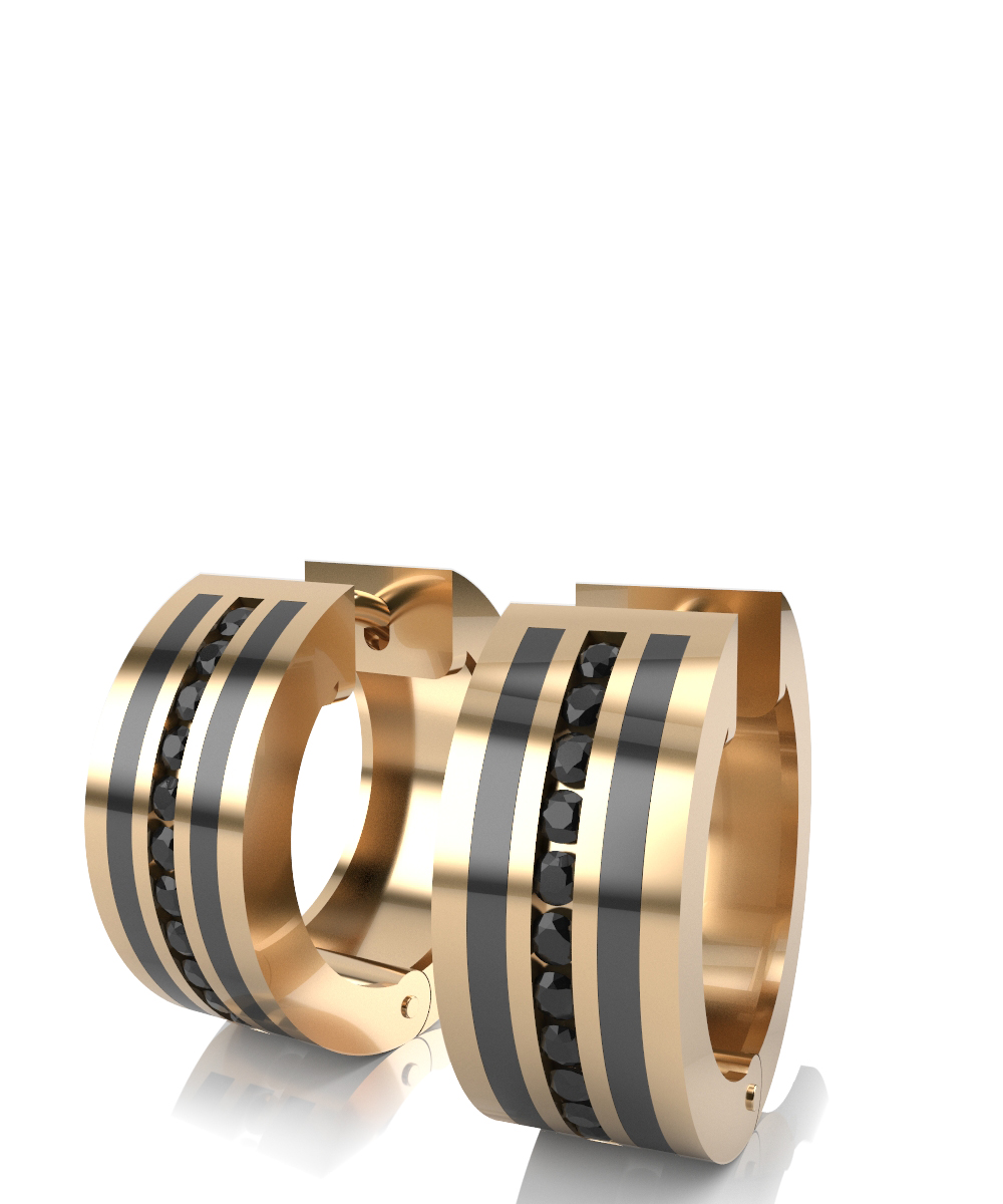 Серьги из красного золота с чёрными бриллиантами Ювелирное изделие - Серьги из красного золота с чёрными бриллиантами в магазине Best-Gold 035519