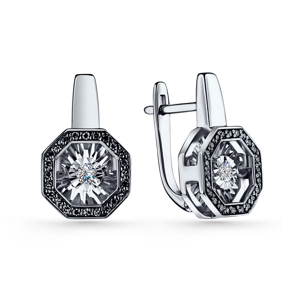 Ювелирное изделие - Серьги из белого золота с бриллиантами в магазине Best-Gold 149128