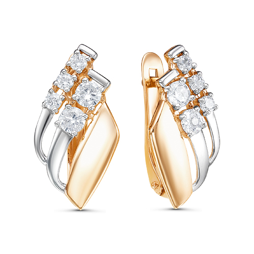 Серьги из красного золота с фианитами Ювелирное изделие - Серьги из красного золота с фианитами в магазине Best-Gold 074094