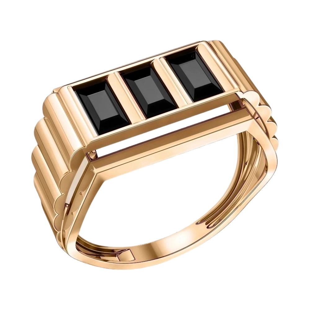 Печатка мужская из красного золота с фианитами