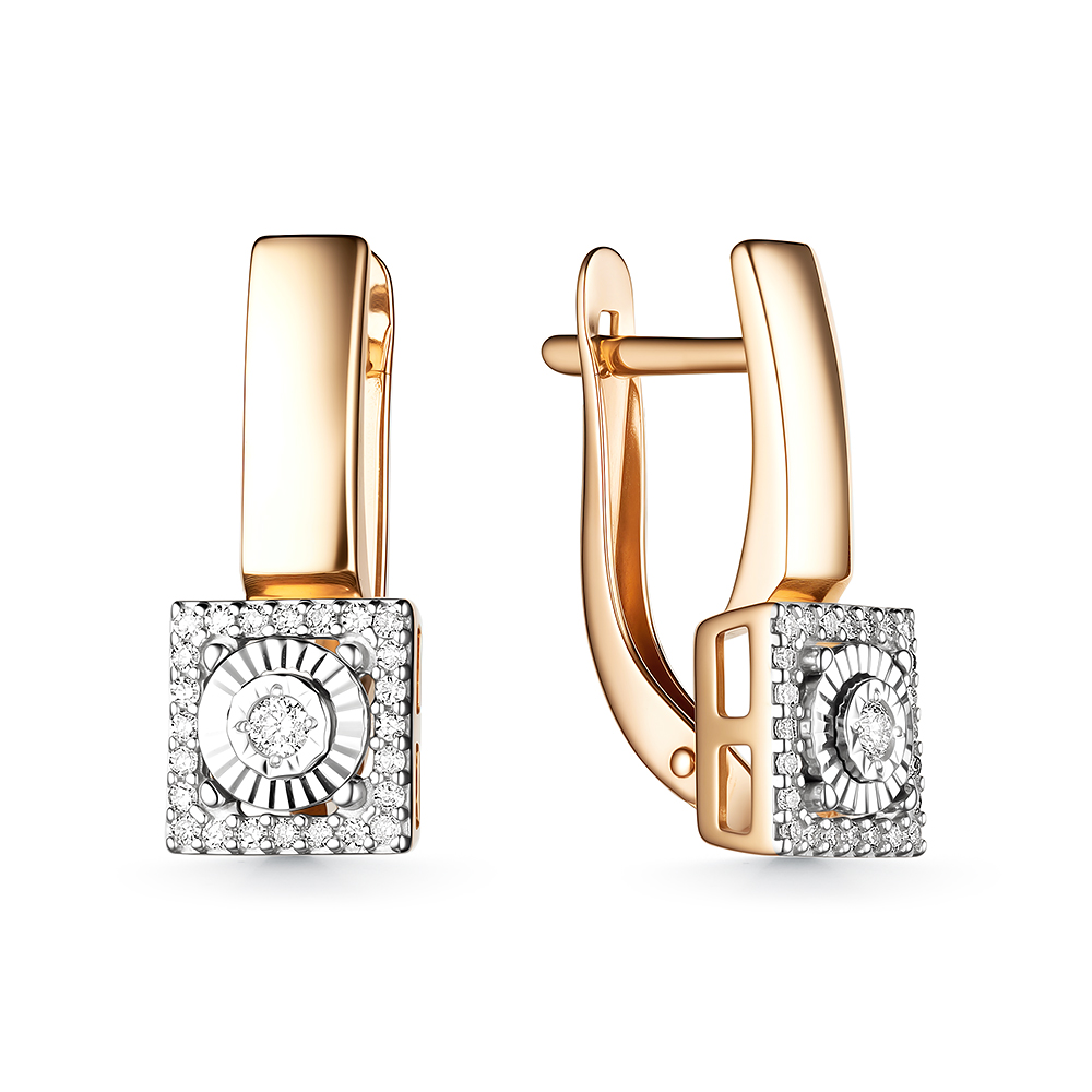 Серьги из красного золота с бриллиантами Ювелирное изделие - Серьги из красного золота с бриллиантами в магазине Best-Gold 145636