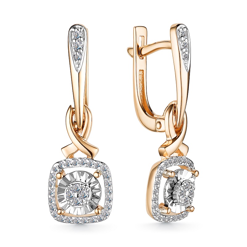 Серьги из красного золота с бриллиантами Ювелирное изделие - Серьги из красного золота с бриллиантами в магазине Best-Gold 154382