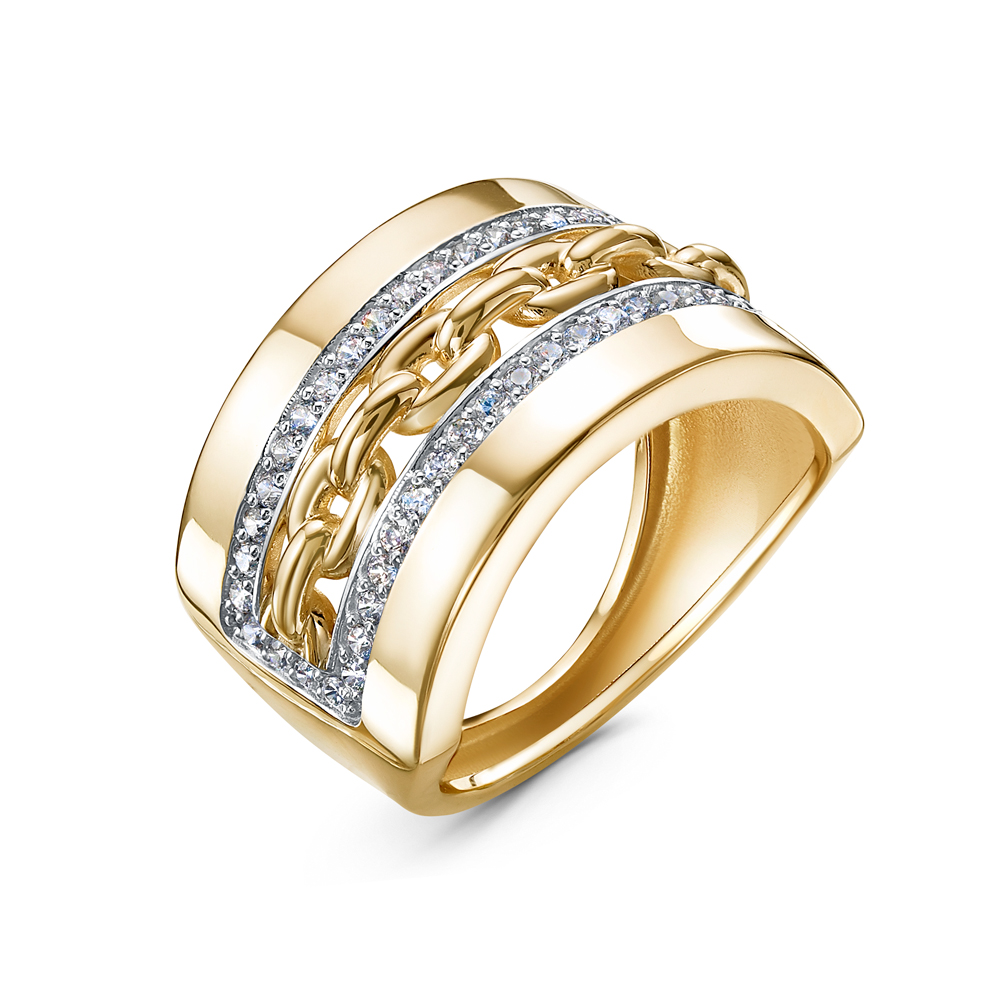 Ювелирное изделие - Кольцо из жёлтого золота с фианитами в магазине Best-Gold 122718