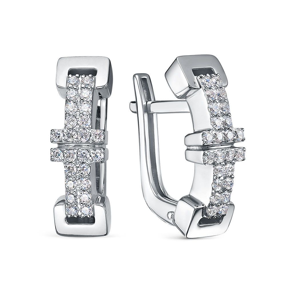 Серьги из серебра с фианитами