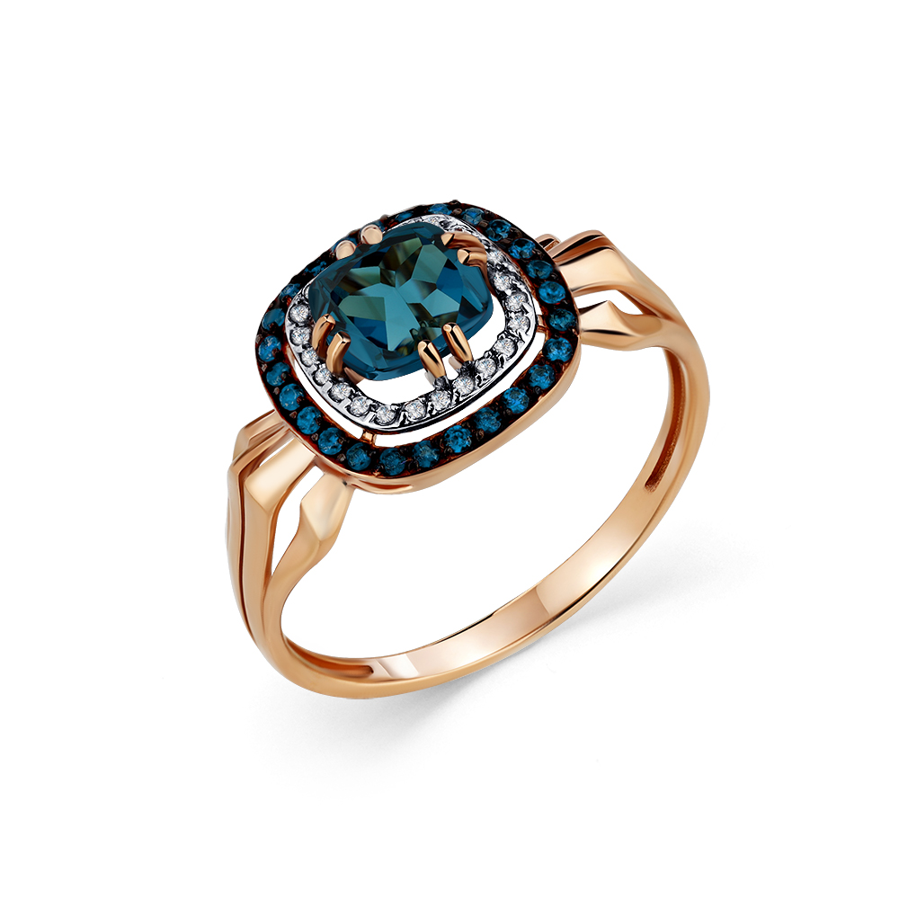 Кольцо из красного золота с топазом и фианитами Ювелирное изделие - Кольцо из красного золота с топазом и фианитами в магазине Best-Gold 142875
