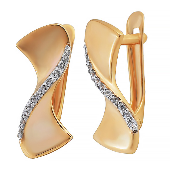 Серьги из желтого золота с фианитами Ювелирное изделие - Серьги из желтого золота с фианитами в магазине Best-Gold 139542