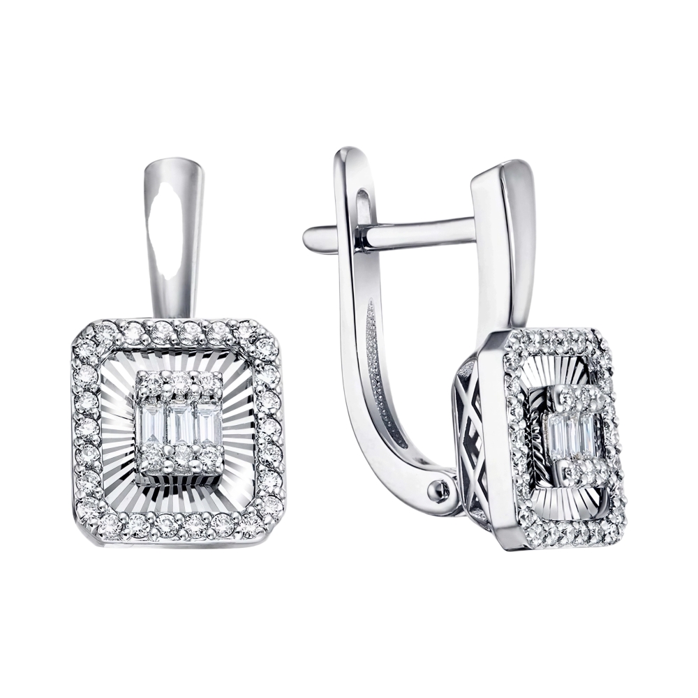 Ювелирное изделие - Серьги из белого золота с бриллиантами в магазине Best-Gold 153559