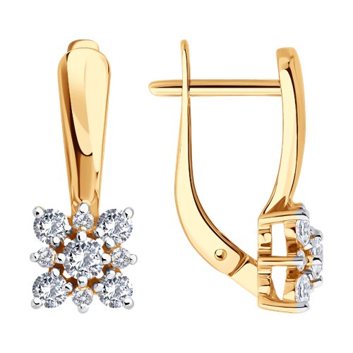 Серьги из красного золота с фианитами Ювелирное изделие - Серьги из красного золота с фианитами в магазине Best-Gold 149770