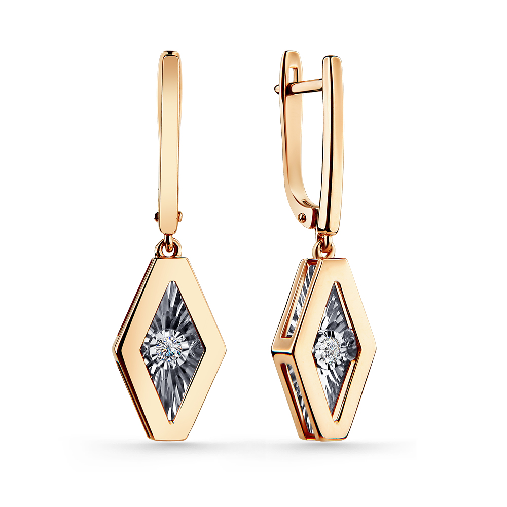 Ювелирное изделие - Серьги из красного с бриллиантами в магазине Best-Gold 078543