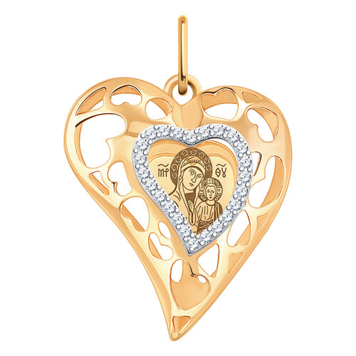 Подвеска из красного золота с фианитами Ювелирное изделие - Подвеска из красного золота с фианитами в магазине Best-Gold 042381