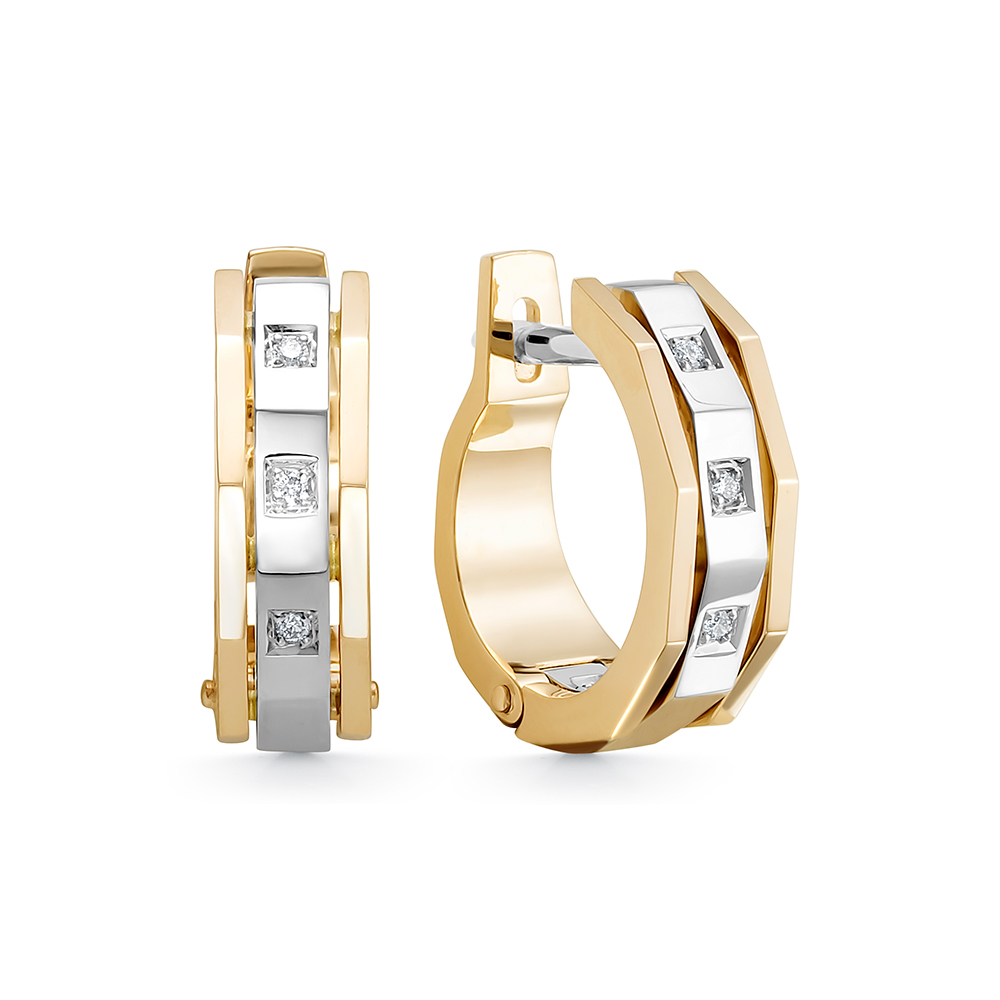 Серьги из комбинированного золота с бриллиантами Ювелирное изделие - Серьги из комбинированного золота с бриллиантами в магазине Best-Gold 142096