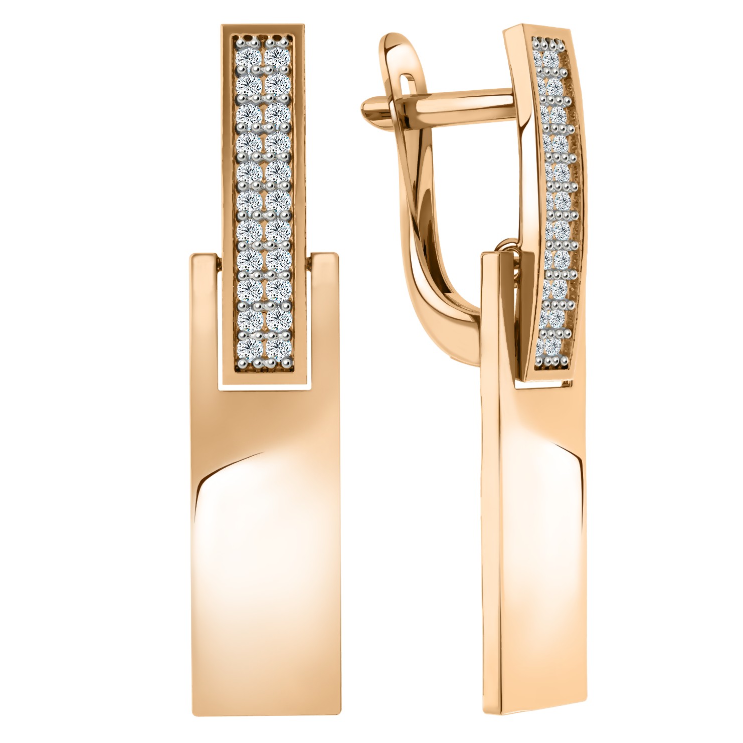 Серьги из красного золота с фианитами Ювелирное изделие - Серьги из красного золота с фианитами в магазине Best-Gold 141455