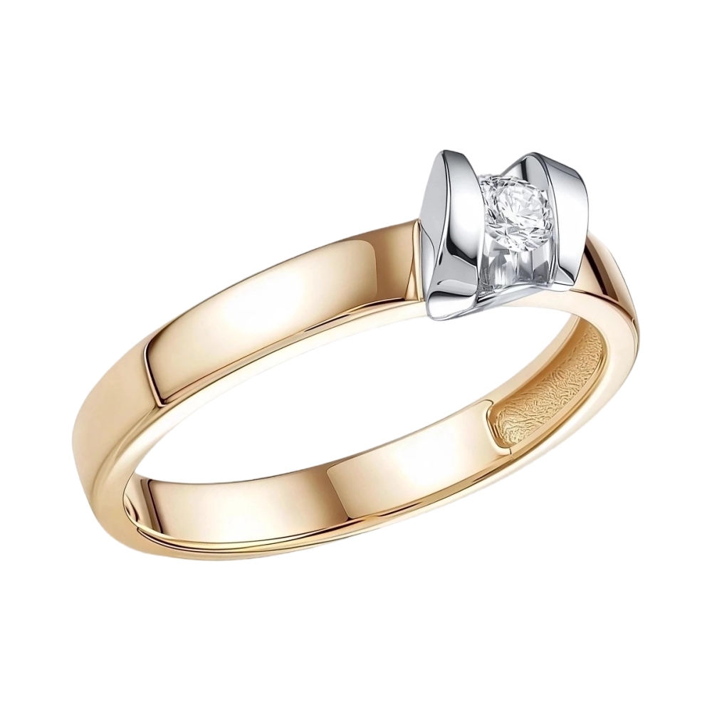 Кольцо из комбинированного золота с бриллиантом Ювелирное изделие - Кольцо из комбинированного золота с бриллиантом в магазине Best-Gold 119200