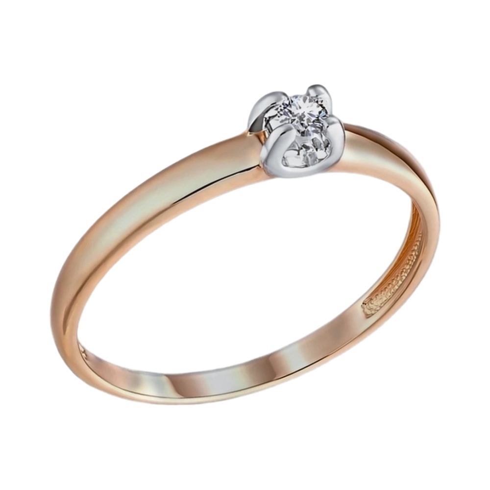 Кольцо из красного золота с бриллиантом