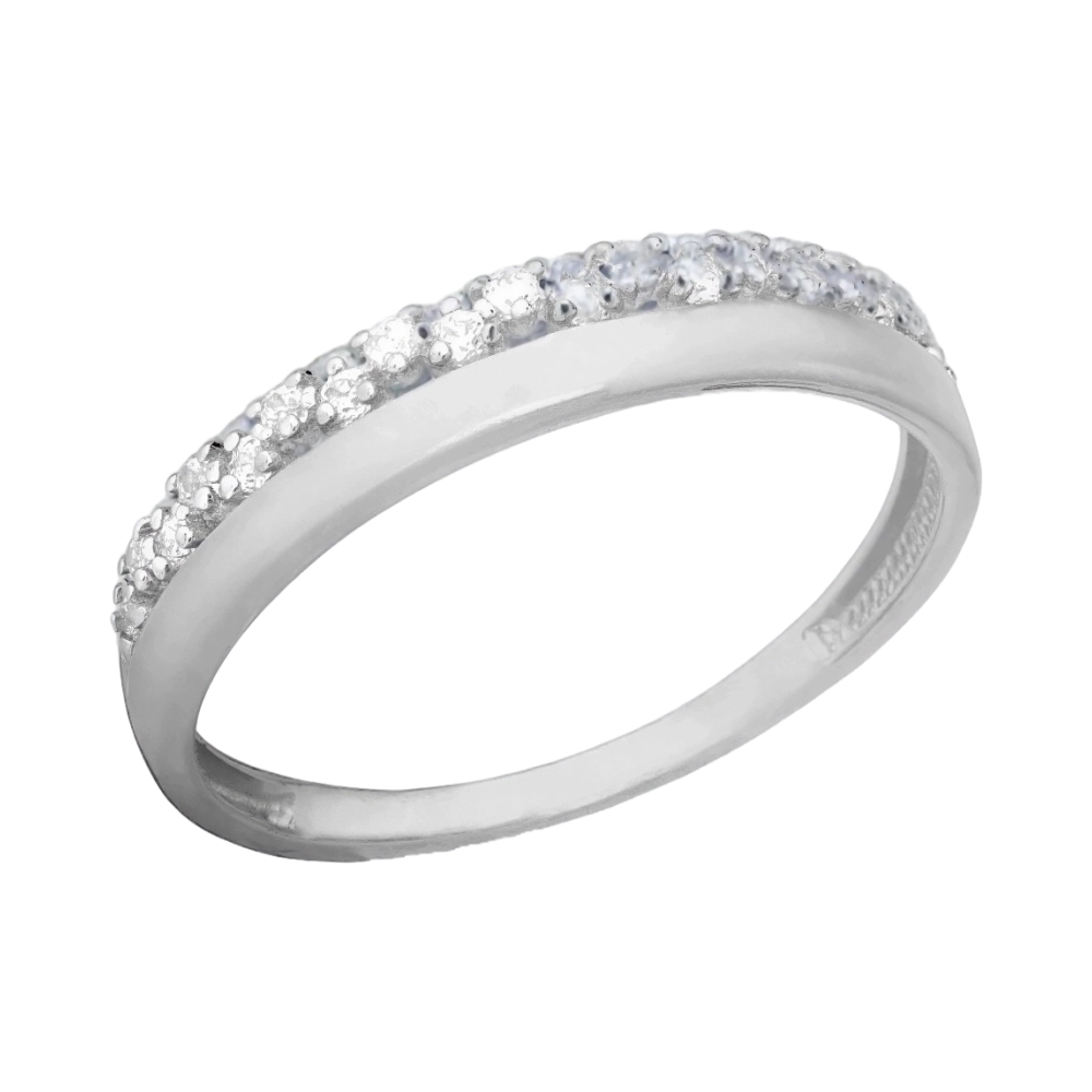 Кольцо из белого золота с фианитами