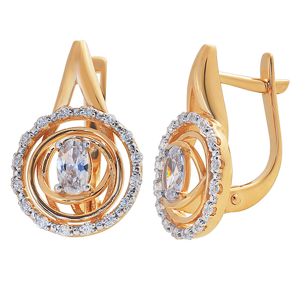 Ювелирное изделие - Серьги из красного золота с бриллиантами в магазине Best-Gold 153633