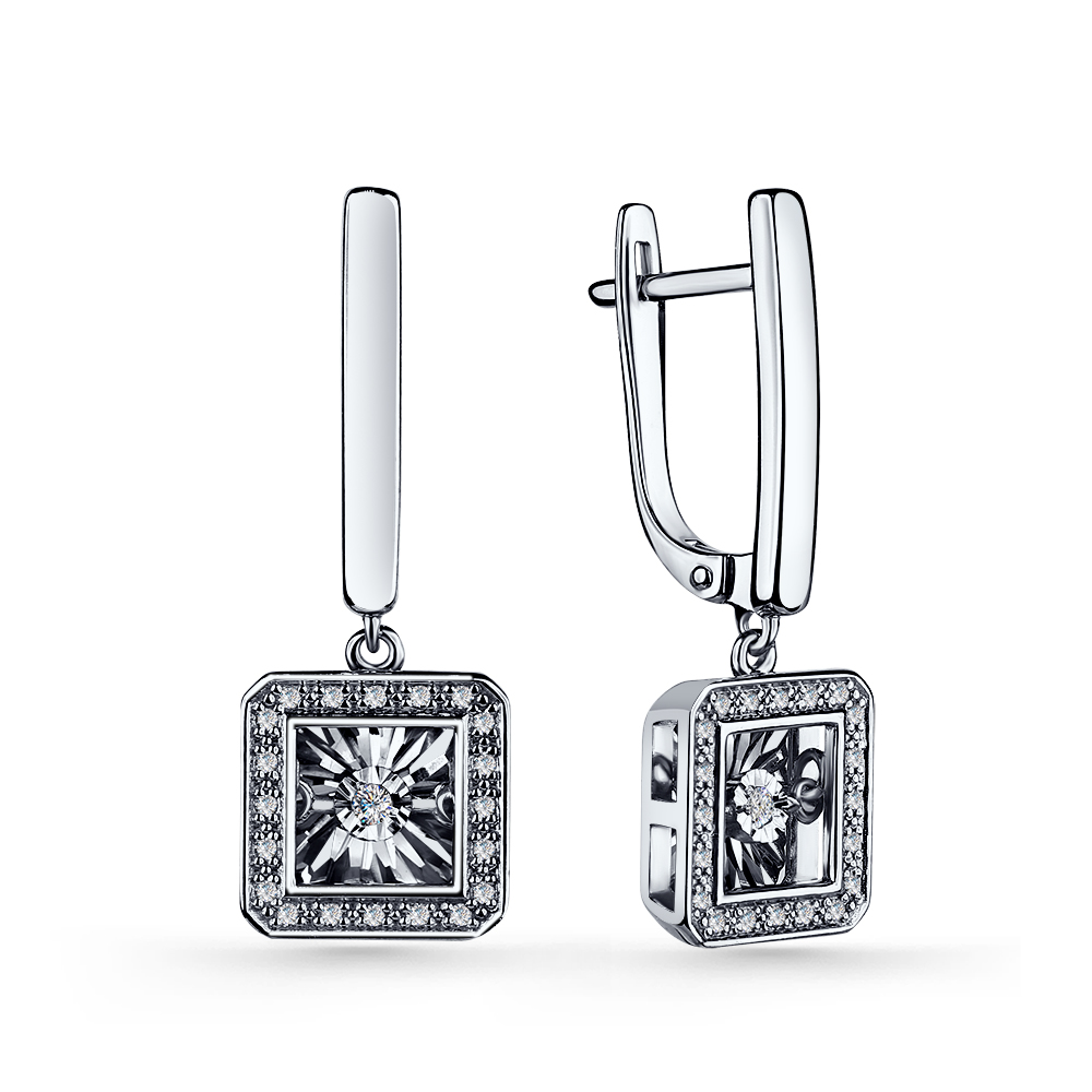 Серьги из белого золота с бриллиантами Ювелирное изделие - Серьги из белого золота с бриллиантами в магазине Best-Gold 155026