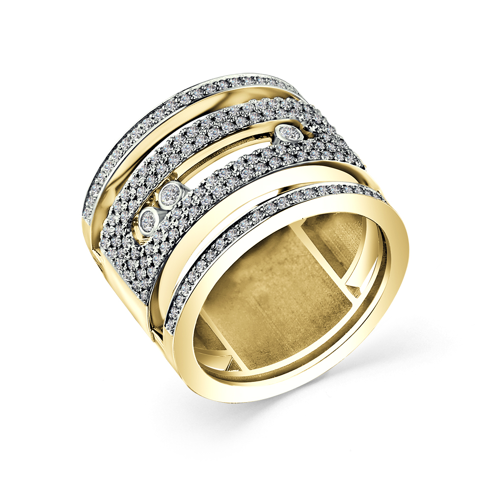 Ювелирное изделие - Кольцо из желтого золота с бриллиантами в магазине Best-Gold 145237