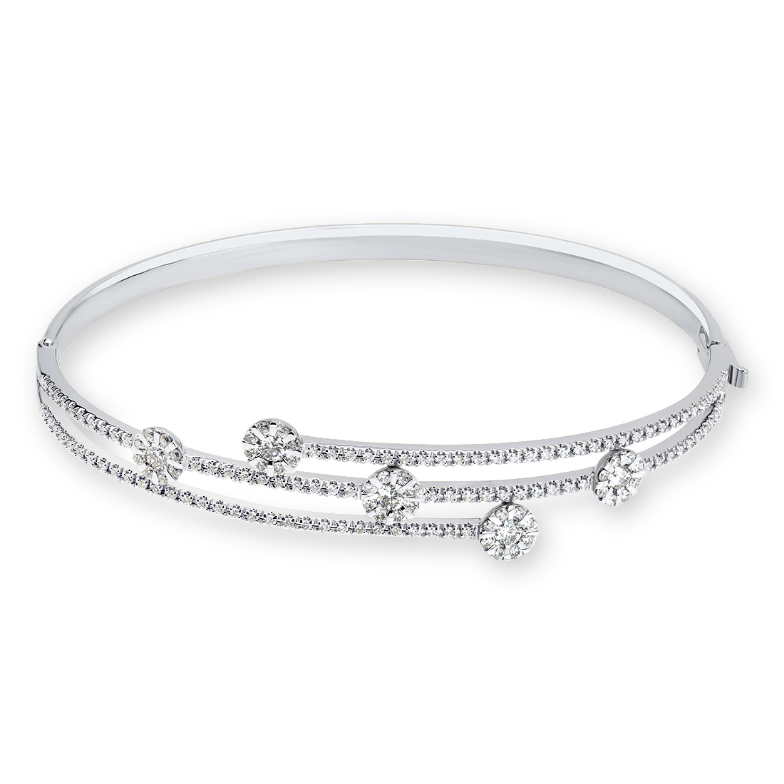 Жесткий браслет из белого золота с бриллиантами Ювелирное изделие - Жесткий браслет из белого золота с бриллиантами в магазине Best-Gold 153569