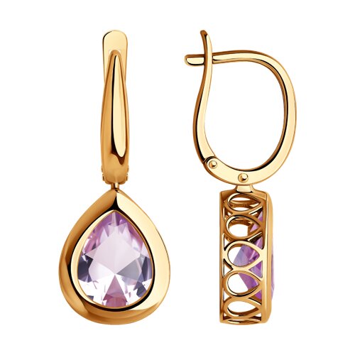 Ювелирное изделие - Серьги из красного золота с аметистом в магазине Best-Gold 144869