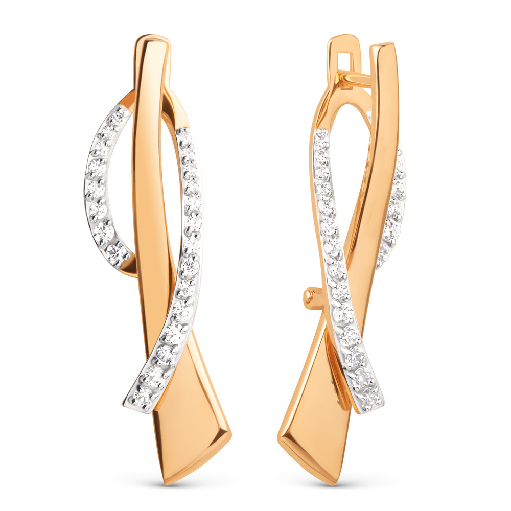 Серьги из красного золота с фианитами Ювелирное изделие - Серьги из красного золота с фианитами в магазине Best-Gold 044725