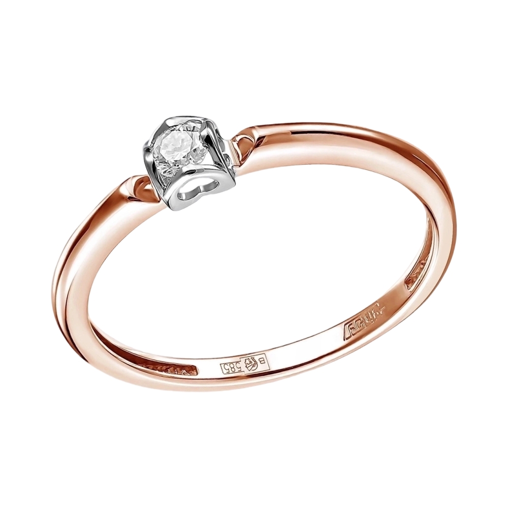 Кольцо помолвочное из красного золота с бриллиантом Ювелирное изделие - Кольцо помолвочное из красного золота с бриллиантом в магазине Best-Gold 154901