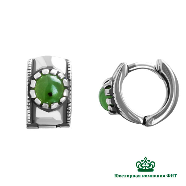 Серьги из серебра с нефритом Ювелирное изделие - Серьги из серебра с нефритом в магазине Best-Gold 153196