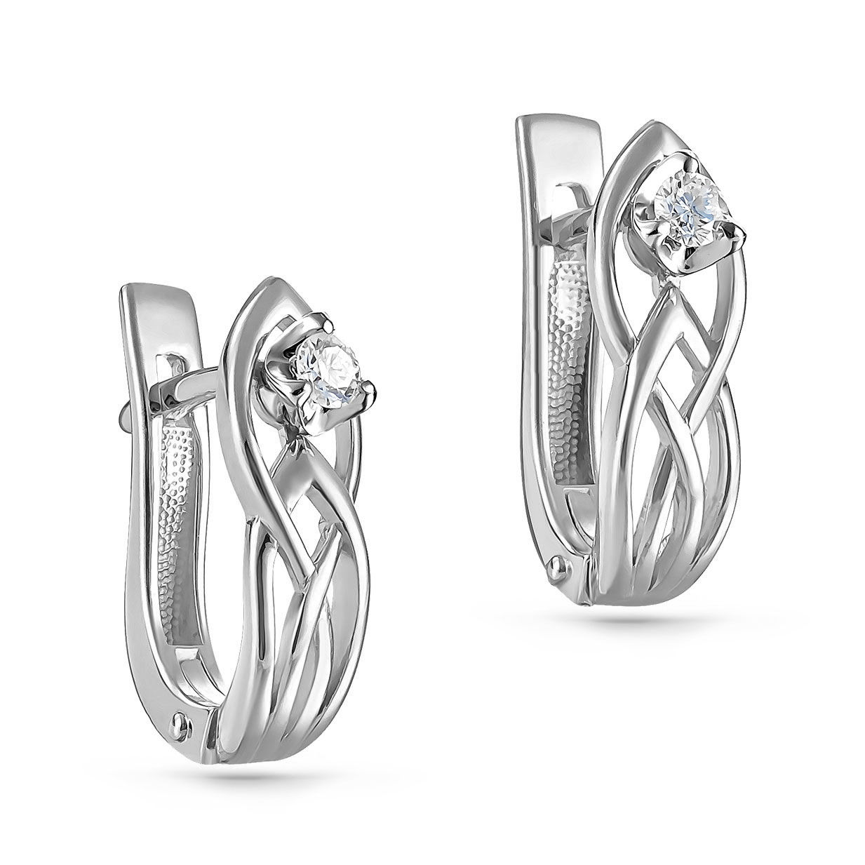 Ювелирное изделие - Серьги из белого золота с бриллиантами в магазине Best-Gold 154958