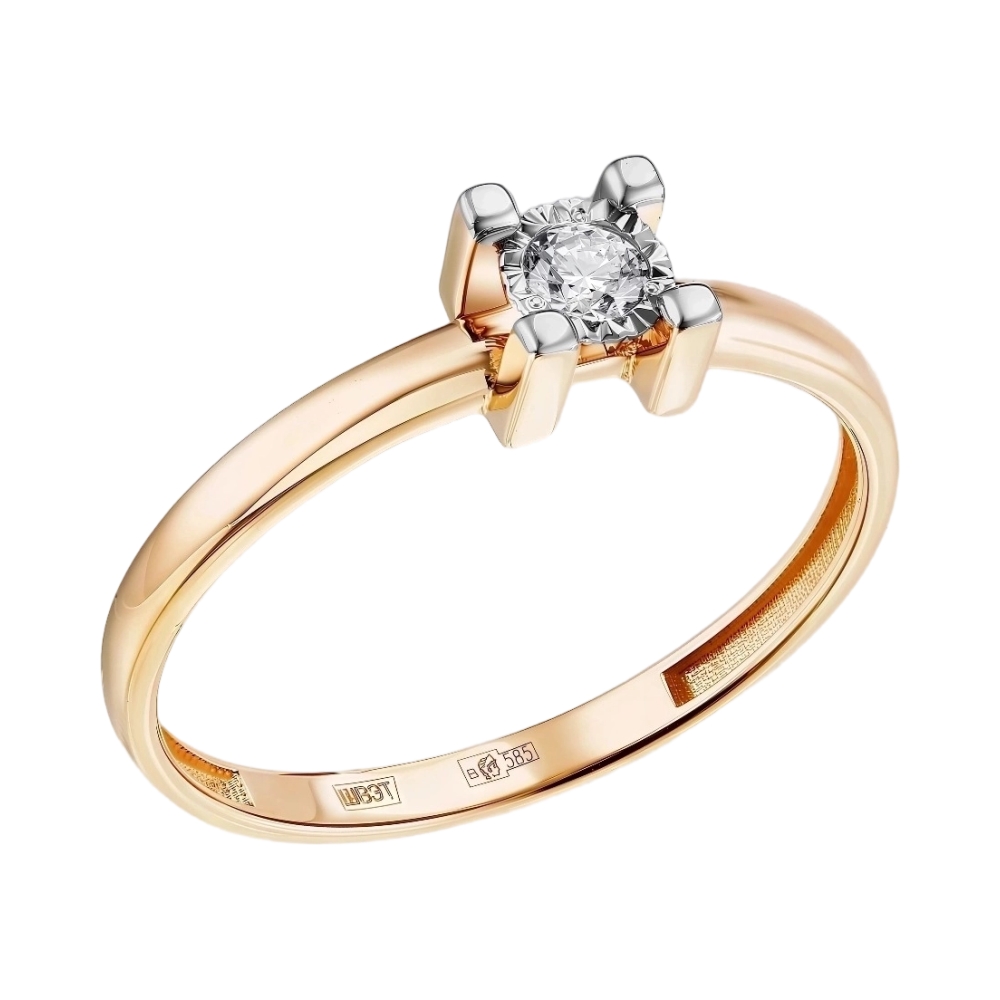 Кольцо из красного золота с бриллиантом Ювелирное изделие - Кольцо из красного золота с бриллиантом в магазине Best-Gold 156940