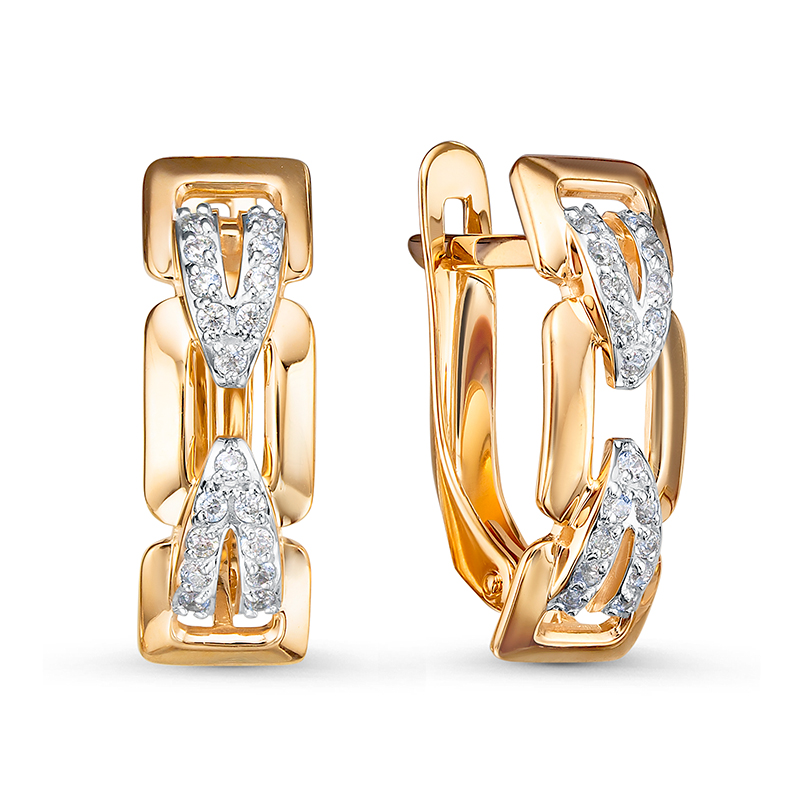 Серьги из красного золота с фианитами Ювелирное изделие - Серьги из красного золота с фианитами в магазине Best-Gold 133092