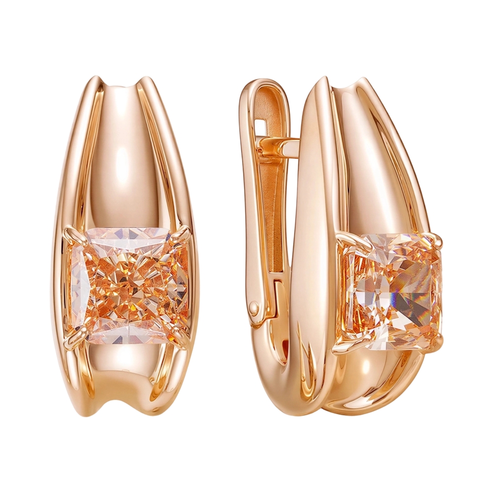 Ювелирное изделие - Серьги из красного золота с бриллианитами в магазине Best-Gold 152068