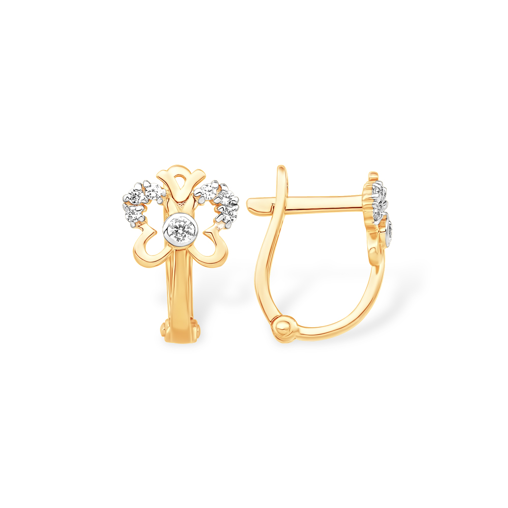 Серьги из красного золота с фианитами Ювелирное изделие - Серьги из красного золота с фианитами в магазине Best-Gold 144970