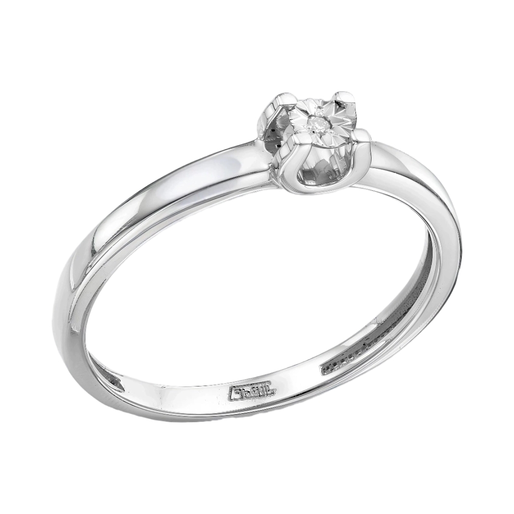 Ювелирное изделие - Кольцо в серебре с бриллиантом в магазине Best-Gold 127571