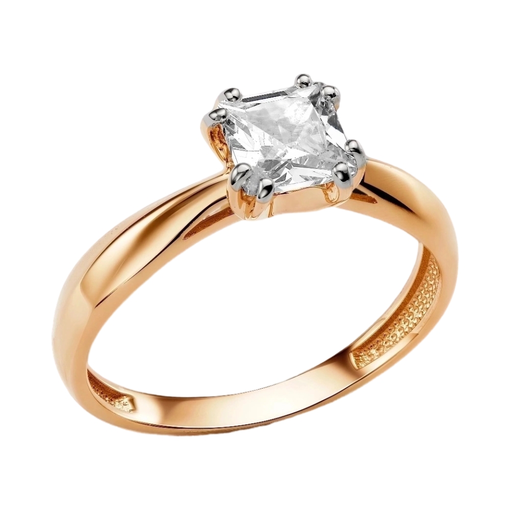 Ювелирное изделие - Кольцо в желтом золоте с фианитом в магазине Best-Gold 129002