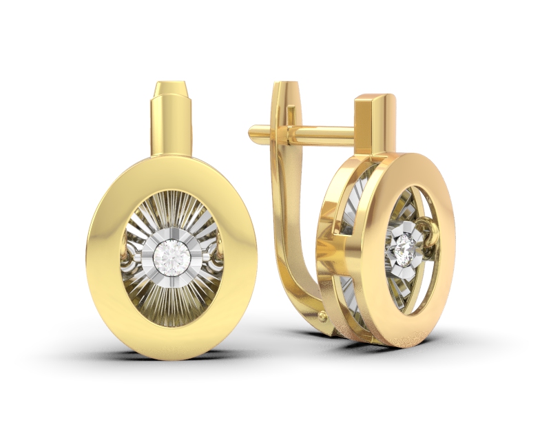 Ювелирное изделие - Серьги из жёлтого золота с бриллиантами в магазине Best-Gold 124626