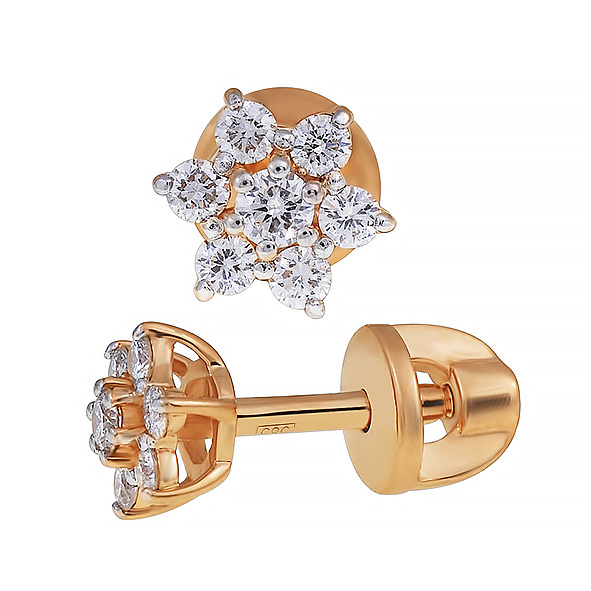 Серьги из красного золота с бриллиантами Ювелирное изделие - Серьги из красного золота с бриллиантами в магазине Best-Gold 153605