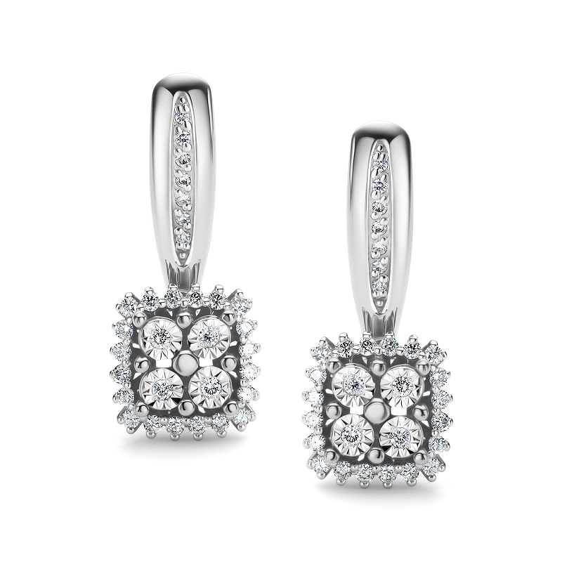 Ювелирное изделие - Серьги из белого золота с бриллиантами в магазине Best-Gold 154391