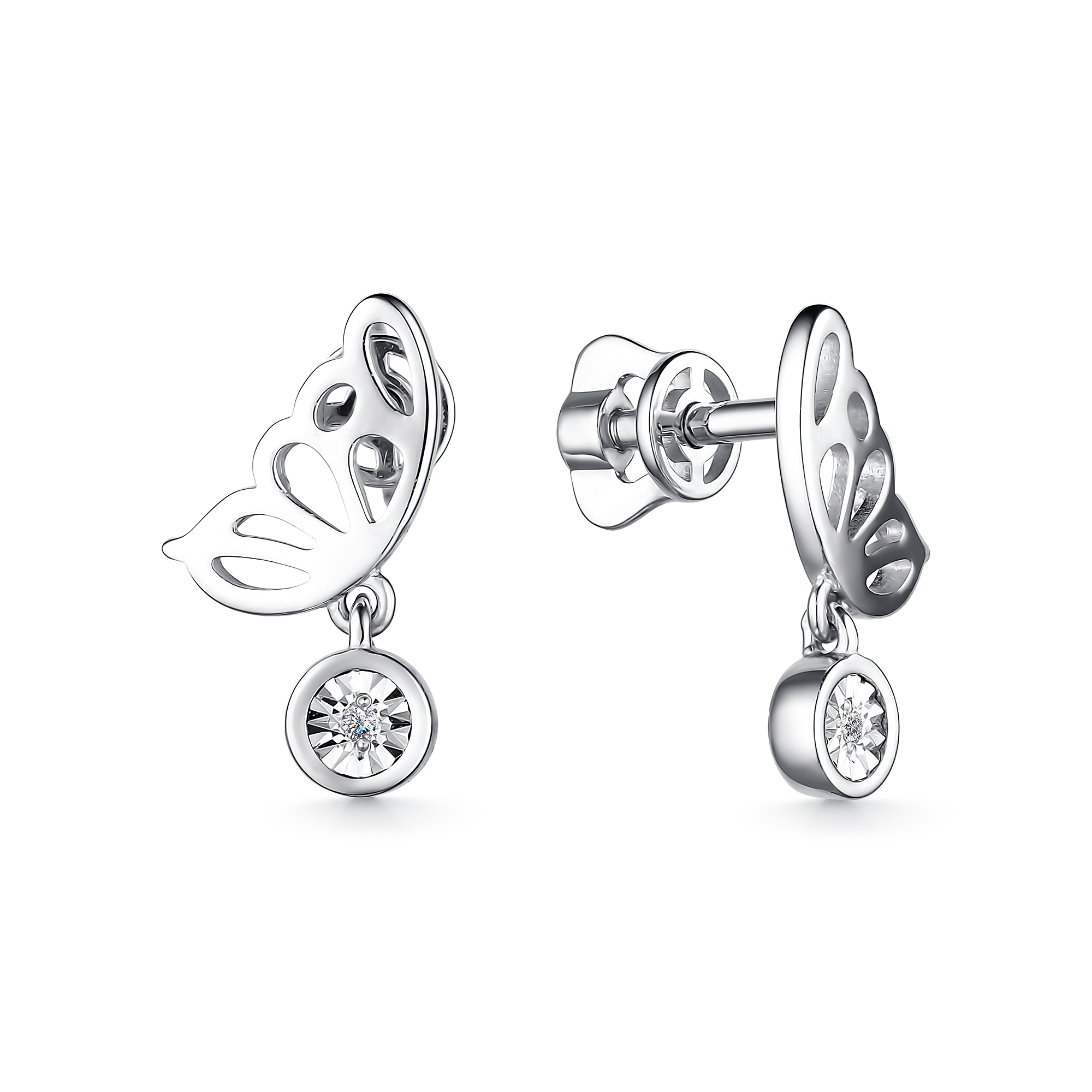 Серьги из серебра с бриллиантами Ювелирное изделие - Серьги из серебра с бриллиантами в магазине Best-Gold 126948