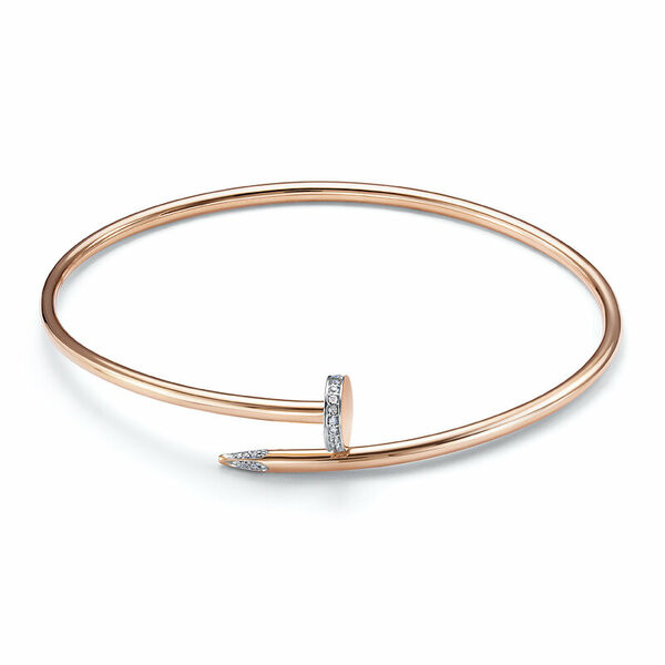 Браслет жёсткий из красного золота с фианитами Ювелирное изделие - Браслет жёсткий из красного золота с фианитами в магазине Best-Gold 028765