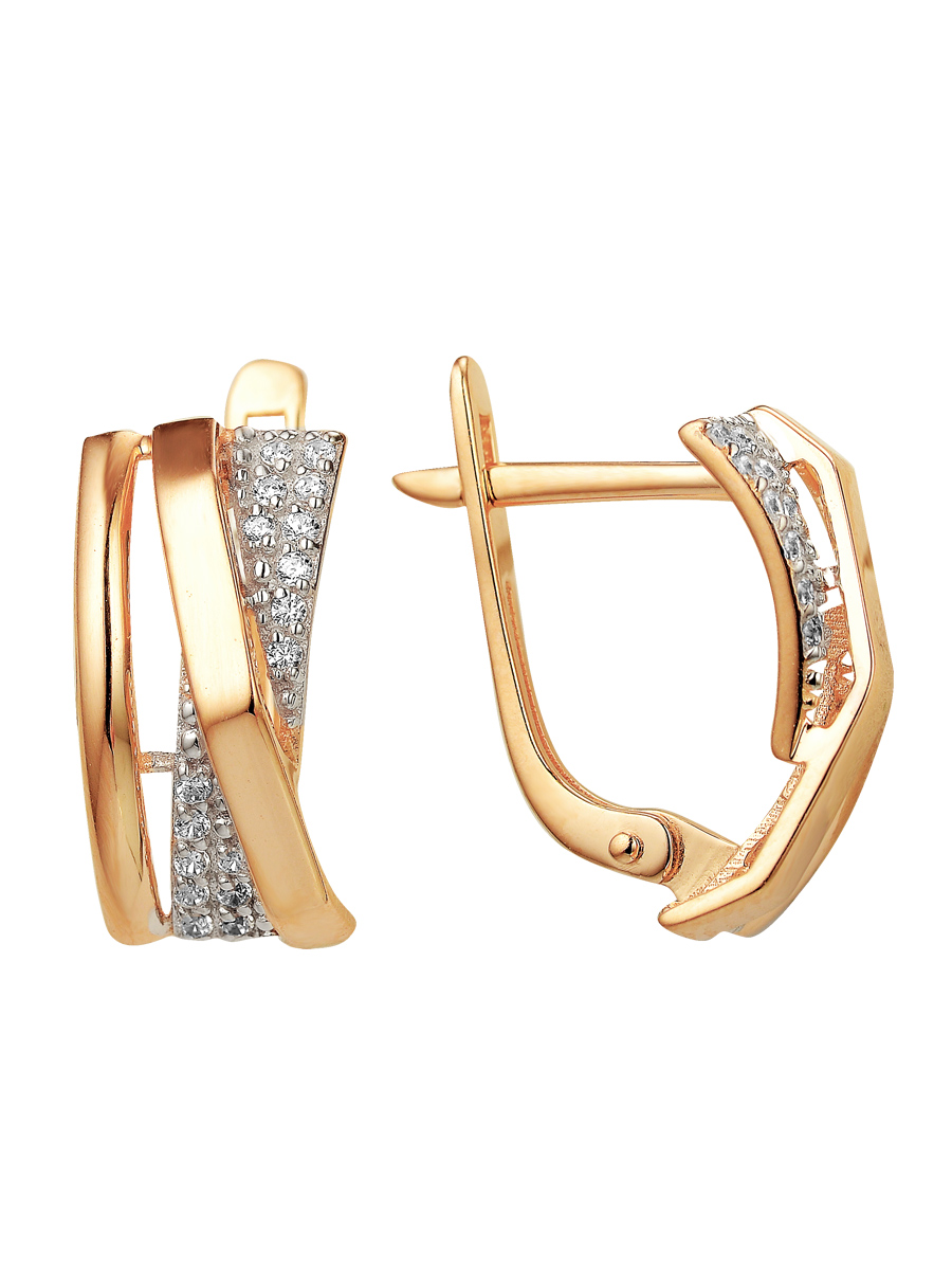 Серьги из красного золота с фианитами Ювелирное изделие - Серьги из красного золота с фианитами в магазине Best-Gold 139397