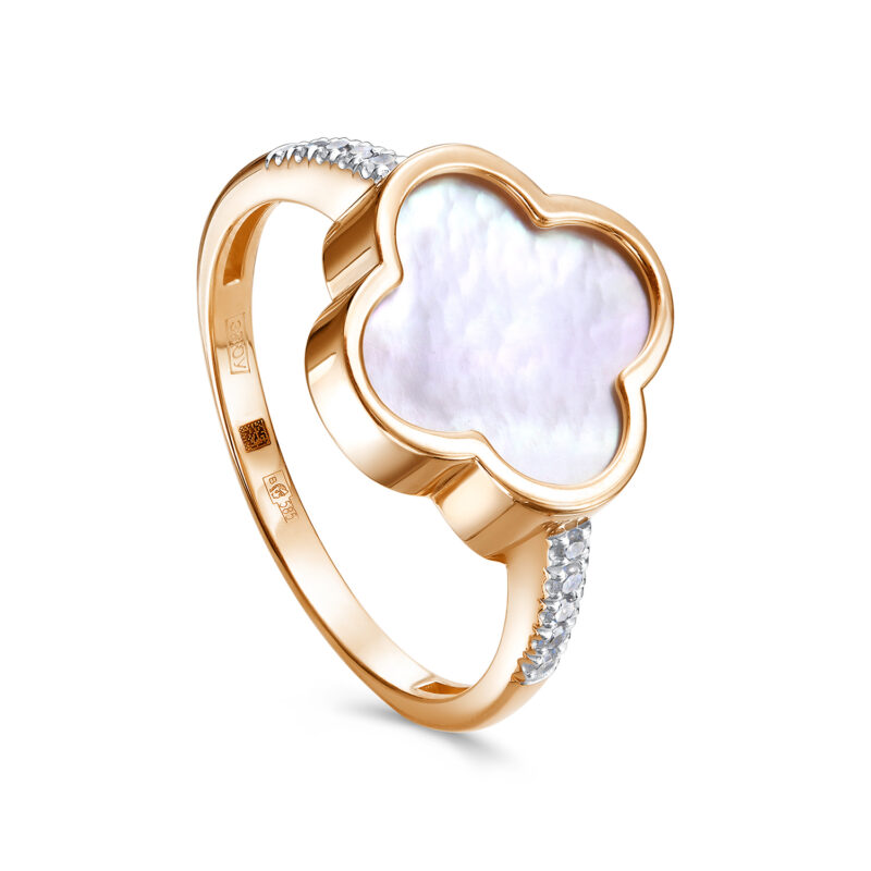 Кольцо из красного золота с перламутром и бриллиантами Ювелирное изделие - Кольцо из красного золота с перламутром и бриллиантами в магазине Best-Gold 134822