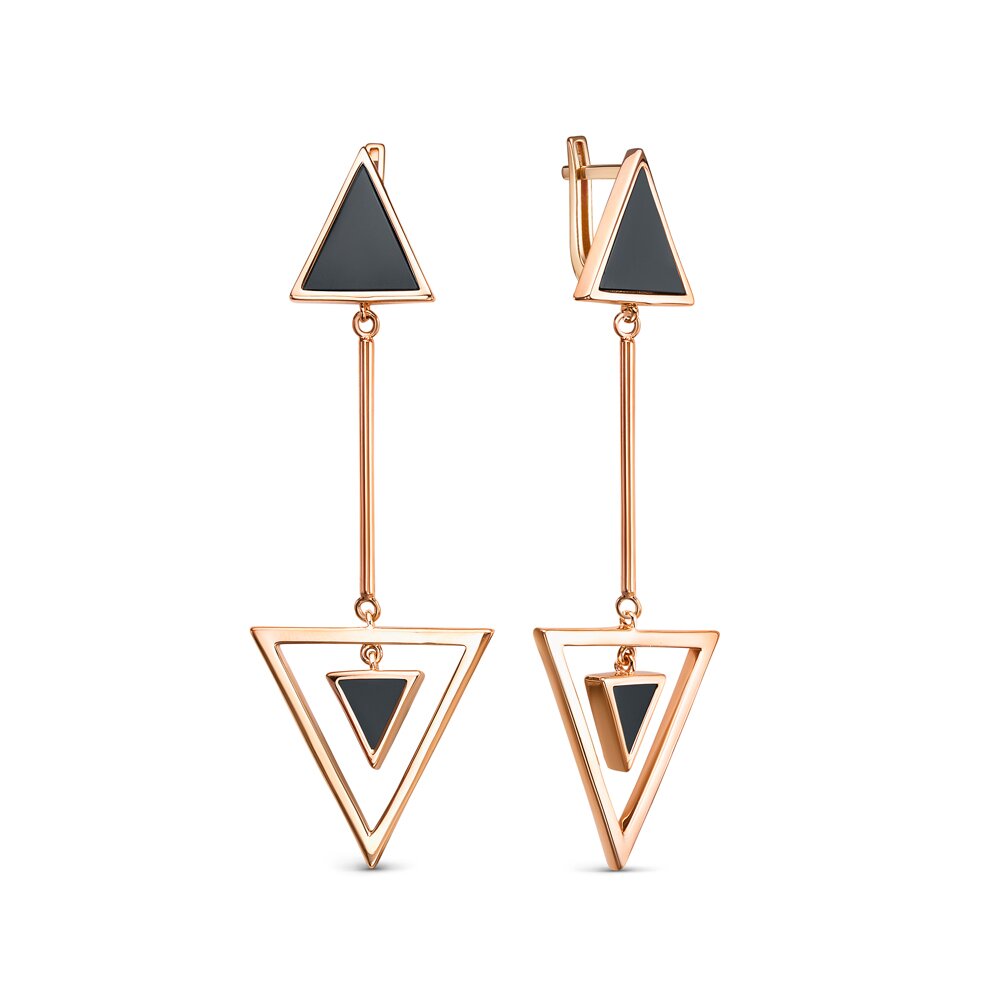 Серьги из красного золота с ониксом Ювелирное изделие - Серьги из красного золота с ониксом в магазине Best-Gold 134929