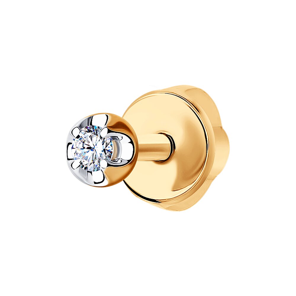 Серьга из красного золота с бриллиантом Ювелирное изделие - Серьга из красного золота с бриллиантом в магазине Best-Gold 122394