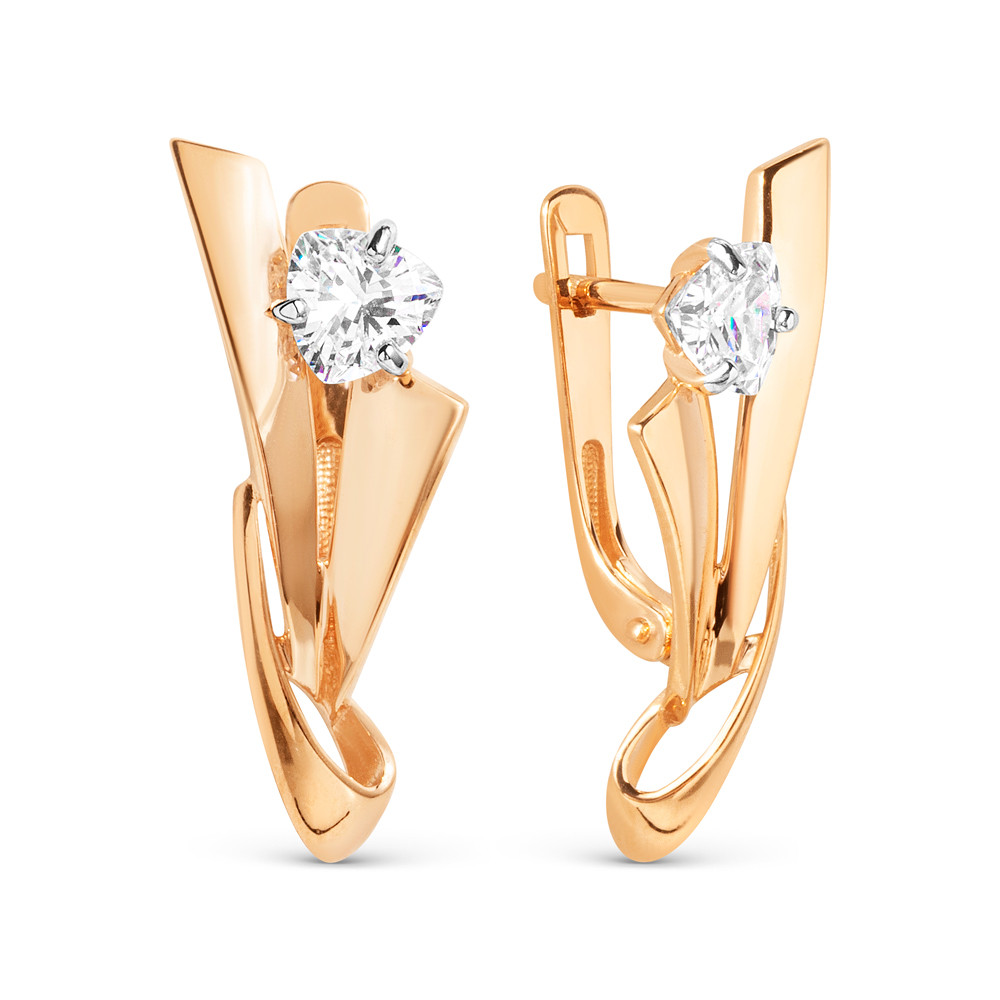 Серьги из красного золота с фианитами Ювелирное изделие - Серьги из красного золота с фианитами в магазине Best-Gold 033804